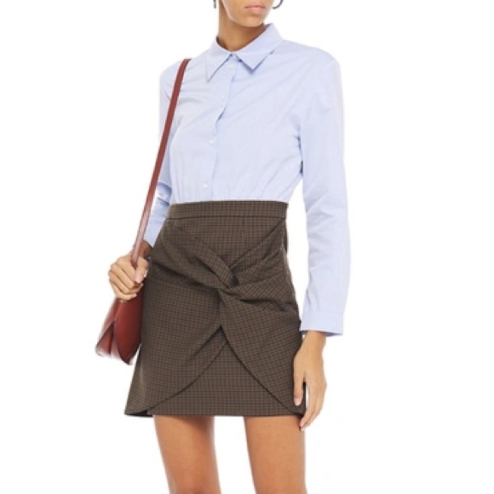 NWOT Sandro Suits Cotton-Poplin and Twisted Checked Twill Mini Dress